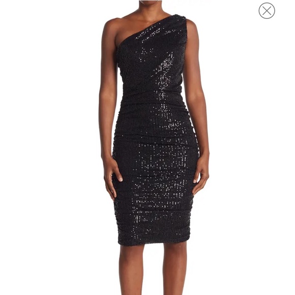 Love by Design Sequins One Shoulder Midi Dress - Picture 2 of 6